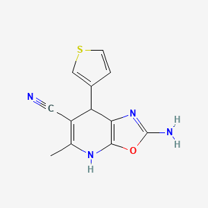 molecular formula C12H10N4OS B10958161 2-Amino-5-methyl-7-(thiophen-3-yl)-4,7-dihydro[1,3]oxazolo[5,4-b]pyridine-6-carbonitrile 