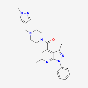 molecular formula C24H27N7O B10958193 (3,6-dimethyl-1-phenyl-1H-pyrazolo[3,4-b]pyridin-4-yl){4-[(1-methyl-1H-pyrazol-4-yl)methyl]piperazino}methanone 