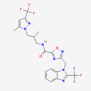 N-{2-methyl-3-[5-methyl-3-(trifluoromethyl)-1H-pyrazol-1-yl]propyl}-3-{[2-(trifluoromethyl)-1H-benzimidazol-1-yl]methyl}-1,2,4-oxadiazole-5-carboxamide