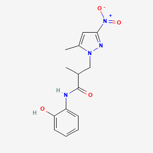 N-(2-hydroxyphenyl)-2-methyl-3-(5-methyl-3-nitro-1H-pyrazol-1-yl)propanamide