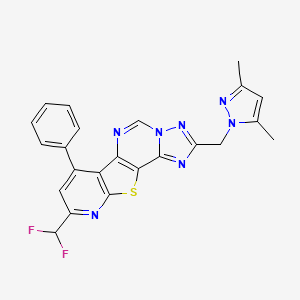 13-(difluoromethyl)-4-[(3,5-dimethylpyrazol-1-yl)methyl]-11-phenyl-16-thia-3,5,6,8,14-pentazatetracyclo[7.7.0.02,6.010,15]hexadeca-1(9),2,4,7,10(15),11,13-heptaene