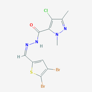 molecular formula C11H9Br2ClN4OS B10958217 4-chloro-N'-[(Z)-(4,5-dibromothiophen-2-yl)methylidene]-1,3-dimethyl-1H-pyrazole-5-carbohydrazide 