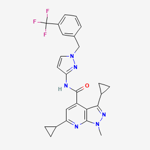 molecular formula C25H23F3N6O B10958222 3,6-dicyclopropyl-1-methyl-N-{1-[3-(trifluoromethyl)benzyl]-1H-pyrazol-3-yl}-1H-pyrazolo[3,4-b]pyridine-4-carboxamide 