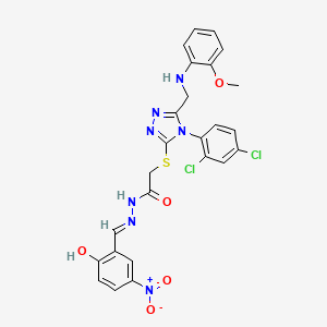 2-{[4-(2,4-dichlorophenyl)-5-{[(2-methoxyphenyl)amino]methyl}-4H-1,2,4-triazol-3-yl]sulfanyl}-N'-[(E)-(2-hydroxy-5-nitrophenyl)methylidene]acetohydrazide