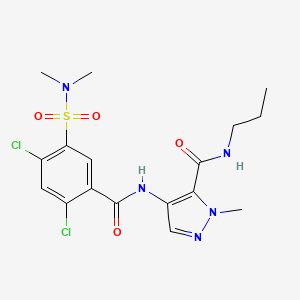 molecular formula C17H21Cl2N5O4S B10958270 4-({[2,4-dichloro-5-(dimethylsulfamoyl)phenyl]carbonyl}amino)-1-methyl-N-propyl-1H-pyrazole-5-carboxamide 