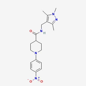 molecular formula C19H25N5O3 B10958311 1-(4-nitrophenyl)-N-[(1,3,5-trimethyl-1H-pyrazol-4-yl)methyl]piperidine-4-carboxamide 