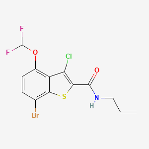 molecular formula C13H9BrClF2NO2S B10958320 7-bromo-3-chloro-4-(difluoromethoxy)-N-(prop-2-en-1-yl)-1-benzothiophene-2-carboxamide 