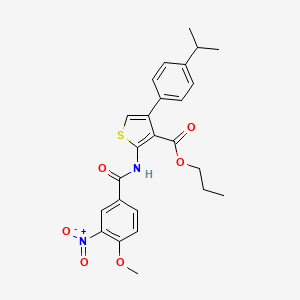 molecular formula C25H26N2O6S B10958364 Propyl 2-{[(4-methoxy-3-nitrophenyl)carbonyl]amino}-4-[4-(propan-2-yl)phenyl]thiophene-3-carboxylate 