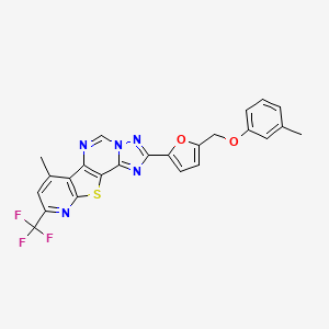 11-methyl-4-[5-[(3-methylphenoxy)methyl]furan-2-yl]-13-(trifluoromethyl)-16-thia-3,5,6,8,14-pentazatetracyclo[7.7.0.02,6.010,15]hexadeca-1(9),2,4,7,10(15),11,13-heptaene