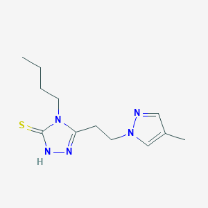 molecular formula C12H19N5S B10958408 4-butyl-5-[2-(4-methyl-1H-pyrazol-1-yl)ethyl]-4H-1,2,4-triazole-3-thiol 