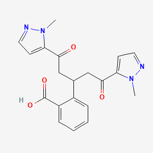 molecular formula C20H20N4O4 B10958417 2-[1,5-bis(1-methyl-1H-pyrazol-5-yl)-1,5-dioxopentan-3-yl]benzoic acid 