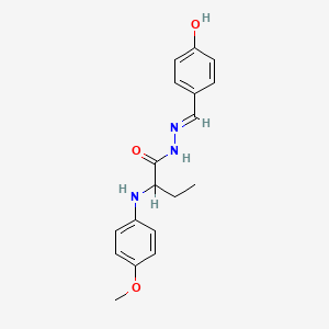 molecular formula C18H21N3O3 B10958427 N'-(4-hydroxybenzylidene)-2-(4-methoxyanilino)butanohydrazide 