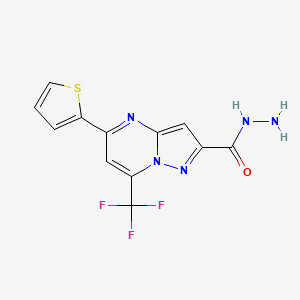 molecular formula C12H8F3N5OS B10958431 5-(2-Thienyl)-7-(trifluoromethyl)pyrazolo[1,5-a]pyrimidine-2-carbohydrazide CAS No. 329222-72-2