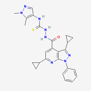 2-[(3,6-dicyclopropyl-1-phenyl-1H-pyrazolo[3,4-b]pyridin-4-yl)carbonyl]-N-(1,5-dimethyl-1H-pyrazol-4-yl)hydrazinecarbothioamide