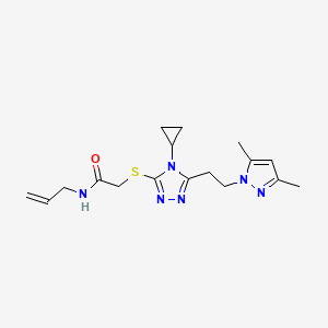 2-({4-cyclopropyl-5-[2-(3,5-dimethyl-1H-pyrazol-1-yl)ethyl]-4H-1,2,4-triazol-3-yl}sulfanyl)-N-(prop-2-en-1-yl)acetamide