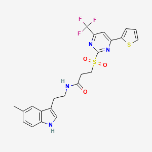 N-[2-(5-methyl-1H-indol-3-yl)ethyl]-3-{[4-(thiophen-2-yl)-6-(trifluoromethyl)pyrimidin-2-yl]sulfonyl}propanamide