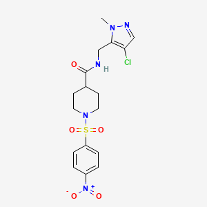 molecular formula C17H20ClN5O5S B10958489 N-[(4-chloro-1-methyl-1H-pyrazol-5-yl)methyl]-1-[(4-nitrophenyl)sulfonyl]piperidine-4-carboxamide 