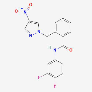 molecular formula C17H12F2N4O3 B10958492 N-(3,4-difluorophenyl)-2-[(4-nitro-1H-pyrazol-1-yl)methyl]benzamide 