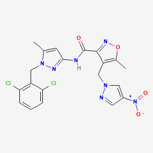 N-[1-(2,6-dichlorobenzyl)-5-methyl-1H-pyrazol-3-yl]-5-methyl-4-[(4-nitro-1H-pyrazol-1-yl)methyl]-1,2-oxazole-3-carboxamide