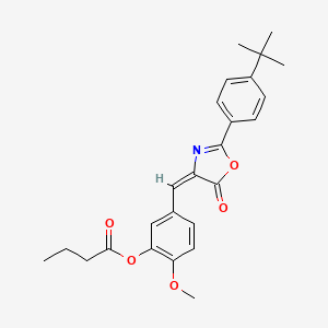 5-{(E)-[2-(4-tert-butylphenyl)-5-oxo-1,3-oxazol-4(5H)-ylidene]methyl}-2-methoxyphenyl butanoate