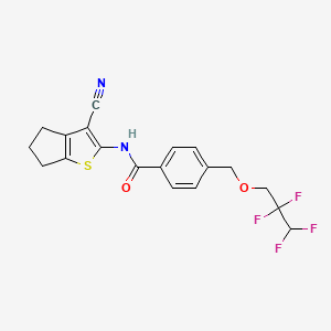 molecular formula C19H16F4N2O2S B10958525 N-(3-cyano-5,6-dihydro-4H-cyclopenta[b]thiophen-2-yl)-4-[(2,2,3,3-tetrafluoropropoxy)methyl]benzamide 