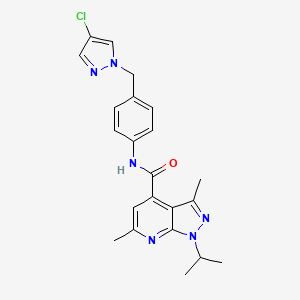 N-{4-[(4-chloro-1H-pyrazol-1-yl)methyl]phenyl}-3,6-dimethyl-1-(propan-2-yl)-1H-pyrazolo[3,4-b]pyridine-4-carboxamide