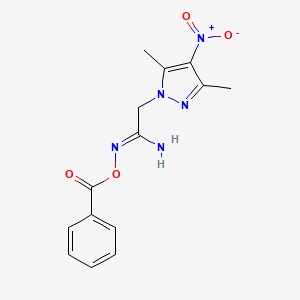 molecular formula C14H15N5O4 B10958618 (1Z)-2-(3,5-dimethyl-4-nitro-1H-pyrazol-1-yl)-N'-[(phenylcarbonyl)oxy]ethanimidamide 