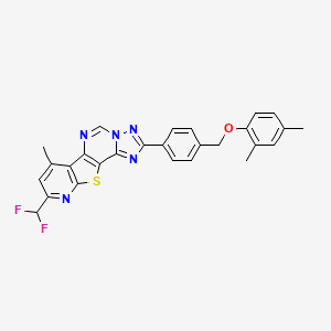 13-(difluoromethyl)-4-[4-[(2,4-dimethylphenoxy)methyl]phenyl]-11-methyl-16-thia-3,5,6,8,14-pentazatetracyclo[7.7.0.02,6.010,15]hexadeca-1(9),2,4,7,10(15),11,13-heptaene