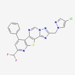 molecular formula C21H12ClF2N7S B10958634 4-[(4-chloropyrazol-1-yl)methyl]-13-(difluoromethyl)-11-phenyl-16-thia-3,5,6,8,14-pentazatetracyclo[7.7.0.02,6.010,15]hexadeca-1(9),2,4,7,10(15),11,13-heptaene 