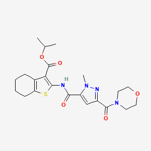 molecular formula C22H28N4O5S B10958637 propan-2-yl 2-({[1-methyl-3-(morpholin-4-ylcarbonyl)-1H-pyrazol-5-yl]carbonyl}amino)-4,5,6,7-tetrahydro-1-benzothiophene-3-carboxylate 