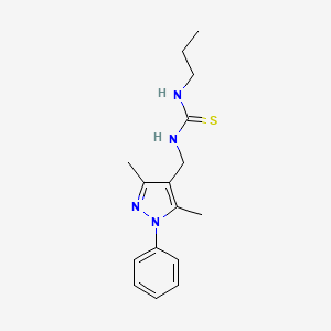 molecular formula C16H22N4S B10958655 1-[(3,5-dimethyl-1-phenyl-1H-pyrazol-4-yl)methyl]-3-propylthiourea 