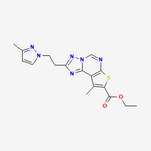 molecular formula C17H18N6O2S B10958723 ethyl 9-methyl-2-[2-(3-methyl-1H-pyrazol-1-yl)ethyl]thieno[3,2-e][1,2,4]triazolo[1,5-c]pyrimidine-8-carboxylate 