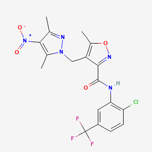 N-[2-chloro-5-(trifluoromethyl)phenyl]-4-[(3,5-dimethyl-4-nitro-1H-pyrazol-1-yl)methyl]-5-methyl-1,2-oxazole-3-carboxamide