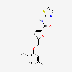 molecular formula C19H20N2O3S B10958849 5-{[5-methyl-2-(propan-2-yl)phenoxy]methyl}-N-(1,3-thiazol-2-yl)furan-2-carboxamide 