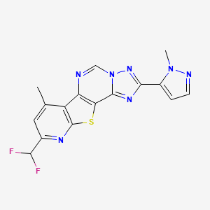 13-(difluoromethyl)-11-methyl-4-(2-methylpyrazol-3-yl)-16-thia-3,5,6,8,14-pentazatetracyclo[7.7.0.02,6.010,15]hexadeca-1(9),2,4,7,10(15),11,13-heptaene