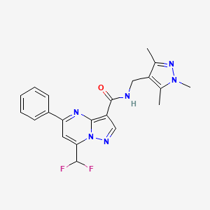 molecular formula C21H20F2N6O B10958862 7-(difluoromethyl)-5-phenyl-N-[(1,3,5-trimethyl-1H-pyrazol-4-yl)methyl]pyrazolo[1,5-a]pyrimidine-3-carboxamide 