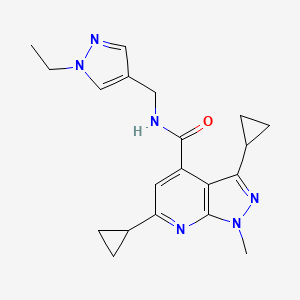 3,6-dicyclopropyl-N-[(1-ethyl-1H-pyrazol-4-yl)methyl]-1-methyl-1H-pyrazolo[3,4-b]pyridine-4-carboxamide