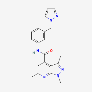 1,3,6-trimethyl-N-[3-(1H-pyrazol-1-ylmethyl)phenyl]-1H-pyrazolo[3,4-b]pyridine-4-carboxamide