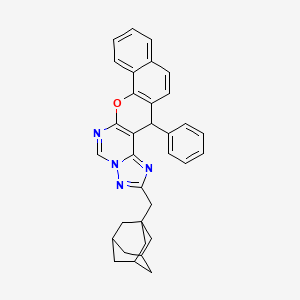 molecular formula C33H30N4O B10958942 2-(1-Adamantylmethyl)-14-phenyl-14H-benzo[7,8]chromeno[3,2-E][1,2,4]triazolo[1,5-C]pyrimidine 