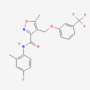 molecular formula C20H16F4N2O3 B10958950 N-(4-fluoro-2-methylphenyl)-5-methyl-4-{[3-(trifluoromethyl)phenoxy]methyl}-1,2-oxazole-3-carboxamide 