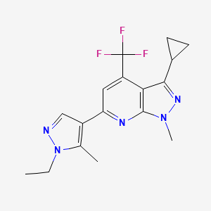 molecular formula C17H18F3N5 B10958958 3-cyclopropyl-6-(1-ethyl-5-methyl-1H-pyrazol-4-yl)-1-methyl-4-(trifluoromethyl)-1H-pyrazolo[3,4-b]pyridine 