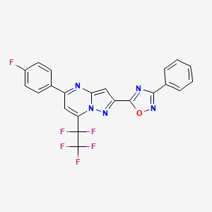 5-(4-Fluorophenyl)-7-(pentafluoroethyl)-2-(3-phenyl-1,2,4-oxadiazol-5-yl)pyrazolo[1,5-a]pyrimidine