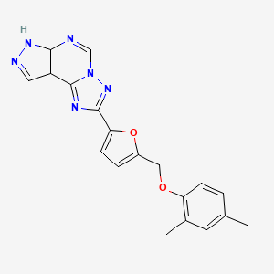 molecular formula C19H16N6O2 B10959000 2-{5-[(2,4-dimethylphenoxy)methyl]furan-2-yl}-7H-pyrazolo[4,3-e][1,2,4]triazolo[1,5-c]pyrimidine 