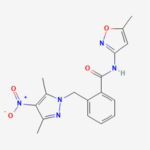 2-[(3,5-dimethyl-4-nitro-1H-pyrazol-1-yl)methyl]-N-(5-methyl-1,2-oxazol-3-yl)benzamide