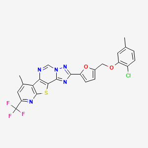 molecular formula C24H15ClF3N5O2S B10959047 4-[5-[(2-chloro-5-methylphenoxy)methyl]furan-2-yl]-11-methyl-13-(trifluoromethyl)-16-thia-3,5,6,8,14-pentazatetracyclo[7.7.0.02,6.010,15]hexadeca-1(9),2,4,7,10(15),11,13-heptaene 