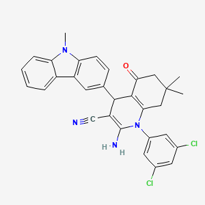 molecular formula C31H26Cl2N4O B10959066 2-amino-1-(3,5-dichlorophenyl)-7,7-dimethyl-4-(9-methyl-9H-carbazol-3-yl)-5-oxo-1,4,5,6,7,8-hexahydroquinoline-3-carbonitrile 