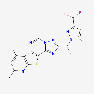 4-[1-[3-(difluoromethyl)-5-methylpyrazol-1-yl]ethyl]-11,13-dimethyl-16-thia-3,5,6,8,14-pentazatetracyclo[7.7.0.02,6.010,15]hexadeca-1(9),2,4,7,10(15),11,13-heptaene