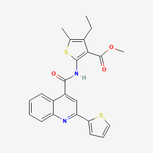 molecular formula C23H20N2O3S2 B10959099 Methyl 4-ethyl-5-methyl-2-({[2-(thiophen-2-yl)quinolin-4-yl]carbonyl}amino)thiophene-3-carboxylate 