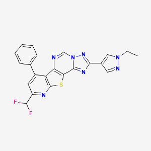 13-(difluoromethyl)-4-(1-ethylpyrazol-4-yl)-11-phenyl-16-thia-3,5,6,8,14-pentazatetracyclo[7.7.0.02,6.010,15]hexadeca-1(9),2,4,7,10(15),11,13-heptaene