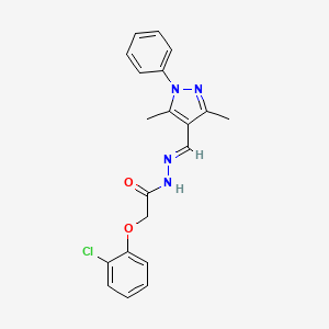 molecular formula C20H19ClN4O2 B10959113 2-(2-chlorophenoxy)-N'-[(E)-(3,5-dimethyl-1-phenyl-1H-pyrazol-4-yl)methylidene]acetohydrazide 